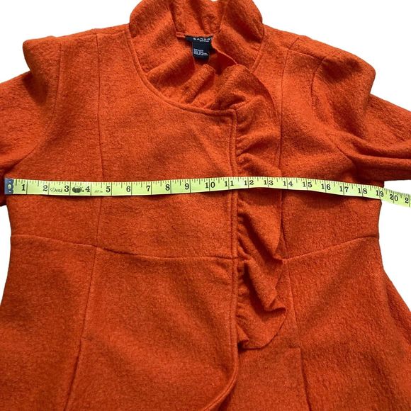 Sandro Jacket Womens Sz Large Orange Button Wool Long Sleeve Blazer Ruffles - Picture 5 of 8